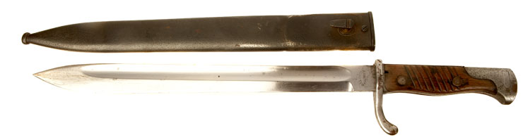 An Early WWI German Gew98 S98/05 'Butcher' knife bayonet with steel scabbard
