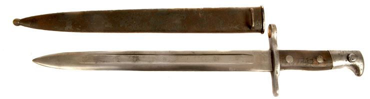 WWII era Swiss Schmidt Rubin rifle / carbine bayonet and scabbard, Model 1889/18 or 1889/99 or 1889/96