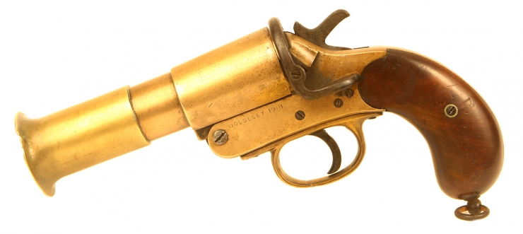 Deactivated WWI Wolseley manufactured MKIII* brass flare pistol
