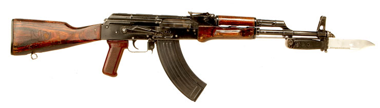 Deactivated Russian made Kalashnikov AKM (AK47) assault rifle with bayonet