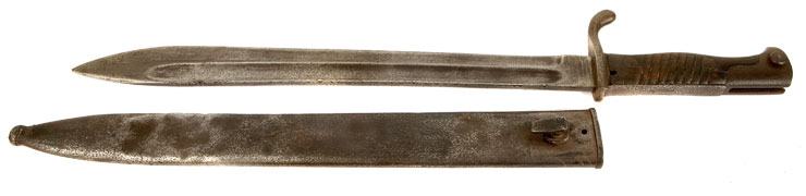 A WWI German imperial army Gew98 rifle  S98/05 'Butcher' knife bayonet with steel scabbard