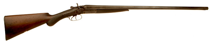 Deactivated British hammer, side by side, double barrel shotgun