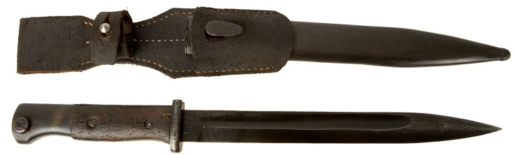 WWII German K98 Rifle Bayonet, Scabbard & Leather Frog