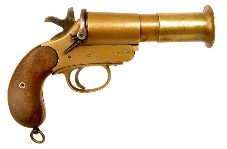 Deactivated WWI British Webley & Scott MKIII* Brass Flare Pistol