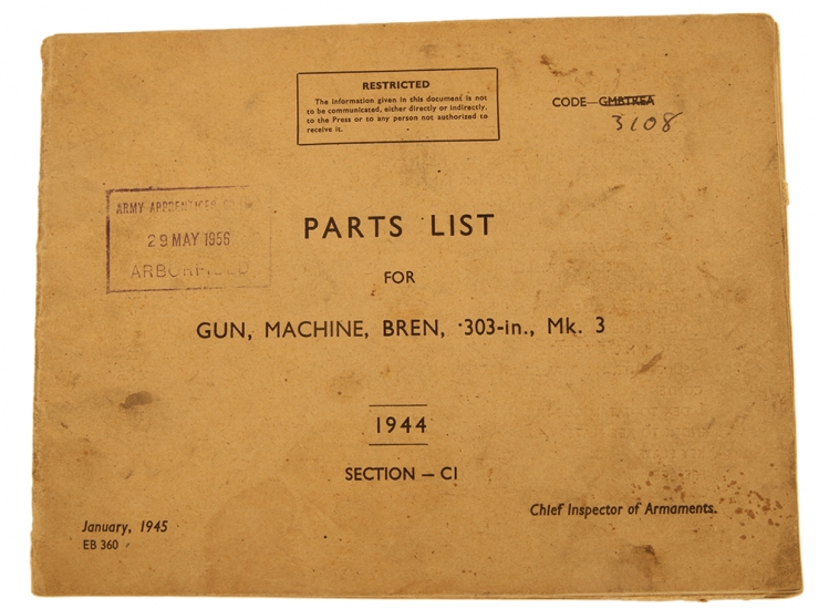 WWII Bren Gun Parts List Manual