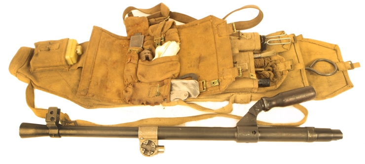 WWII Bren Tool Pouches with Deactivated Spare Barrel
