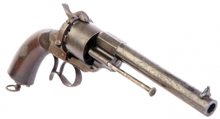 RARE US Civil War Era Eugene Lefaucheux manufactured large framed M1854 pinfire revolver
