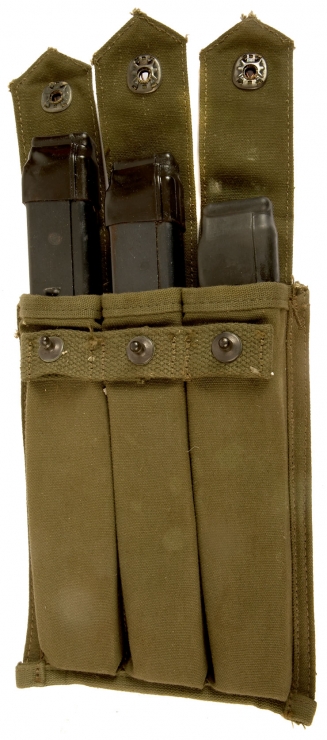 Original US M3/M3A1 Grease Gun .45 calibre magazines & canvas pouch.