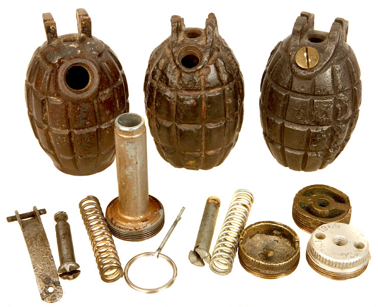 3 Inert British Mills Bombs - Hand Grenades