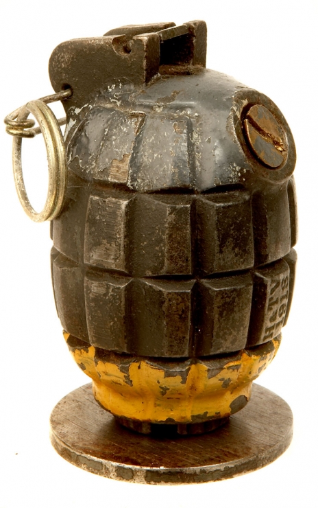 WWI British Mills Grenade fitted with Rifle Cup Grenade Attachment