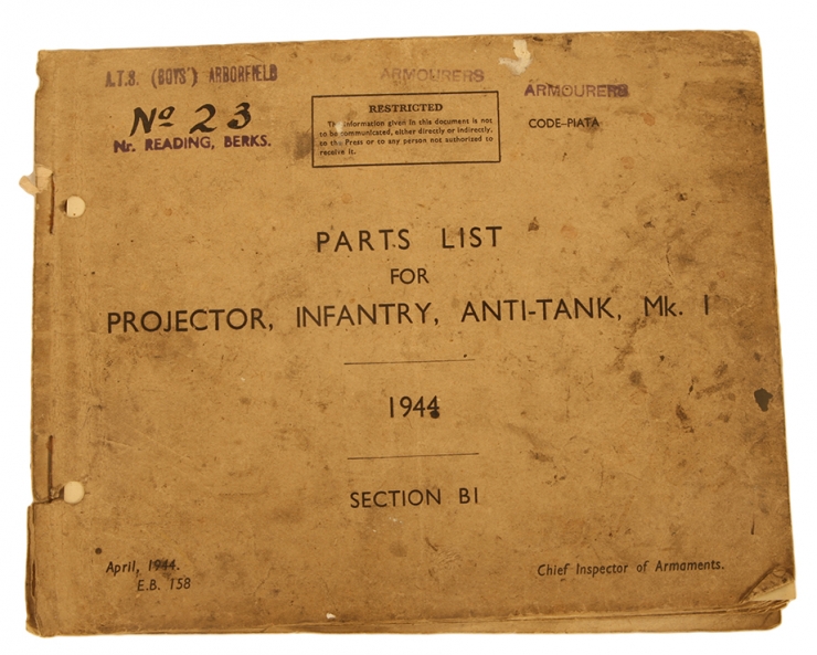 WWII PIAT Parts List Manual