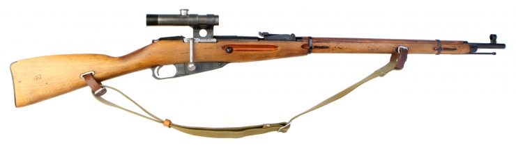 Deactivated WWII Russian Nagant Rifle fitted with PU Scope and mounts