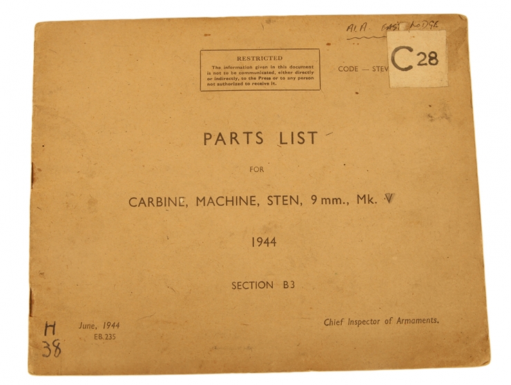 WWII Sten MK5 Parts Manual