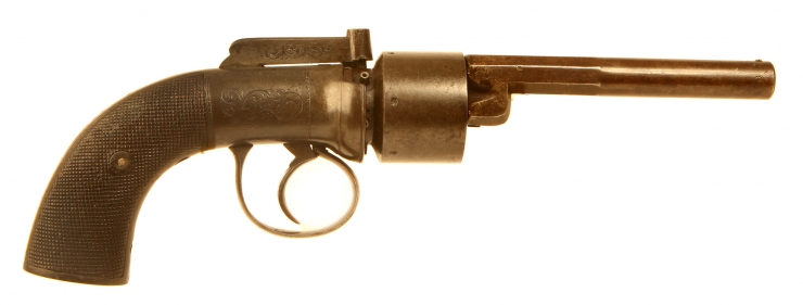 Antique British Transitional Percussion 6 shot revolver