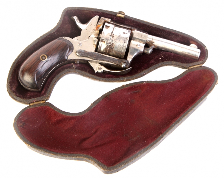 Deactivated Plated Pocket Revolver with its original holster