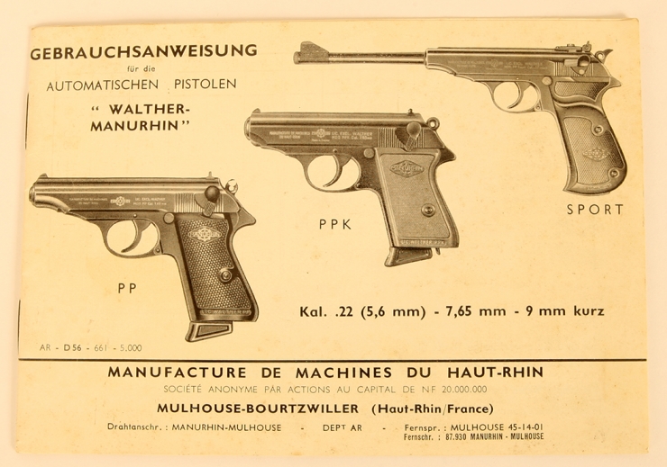 Walther PP, PPK & Sport .22 pistols owners manual