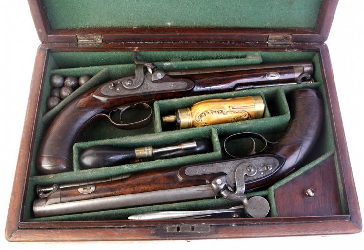 Cased Lacy & Co London Officers Percussion Pistols