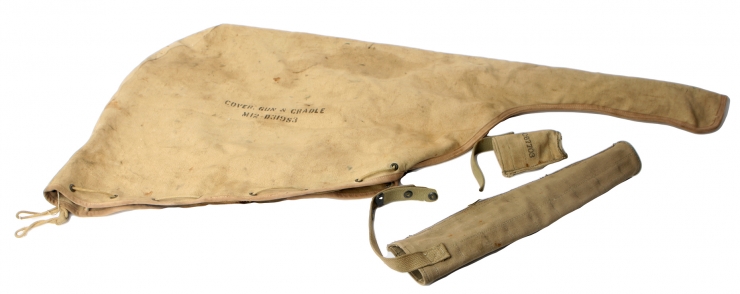 WWII US 30 Cal Machine Gun Canvas Cover with barrel sleeve and muzzle cover