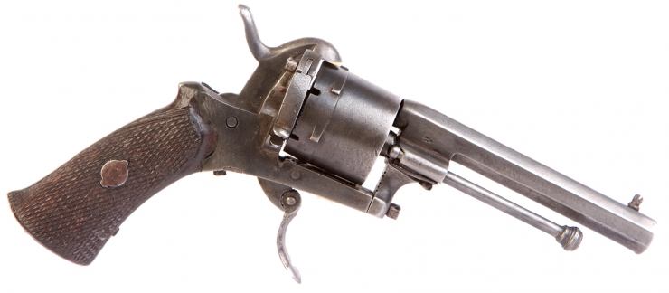 Belgium Lefaucheux type manufactured folding trigger pinfire revolver
