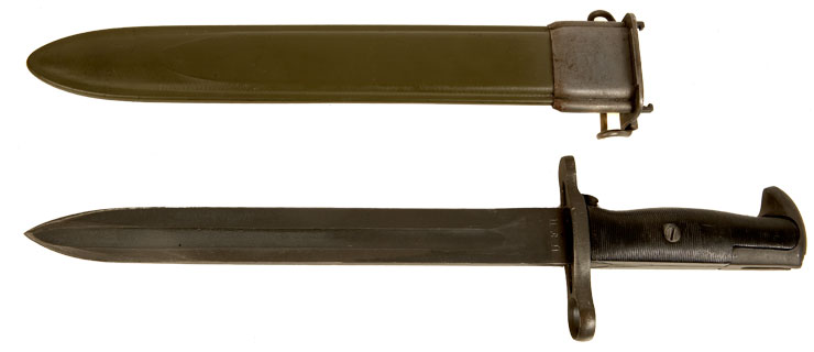 WWII US M1 Garand Bayonet & Scabbard by AFH (American, Fork & Hoe) dated 1942