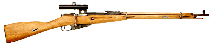 Deactivated WWII Mosin Nagant M/91 Rifle fitted with PU Scope