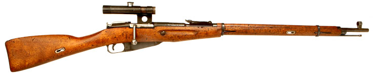Deactivated WWII Russian M91 Rifle Fitted with Scope & Mounts