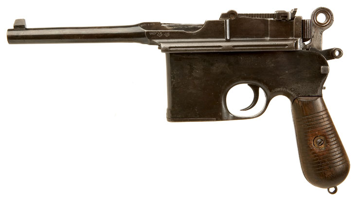 Deactivated Old Spec Rare Mauser C96 Flatside, Large Ring Hammer Semi-Automatic Pistol