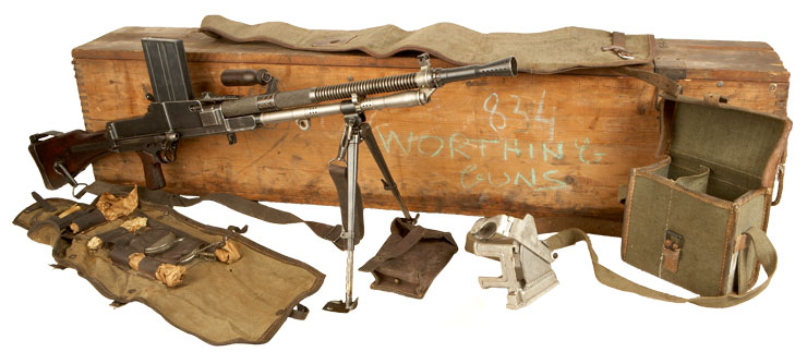 Deactivated WWII ZB30 Machine Gun with Case & Accessories